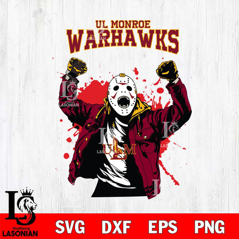 UL Monroe Warhawks Jason Voorhees Horror Halloween 3 Svg Eps Dxf Png File, NCAA svg, Digital Download, Instant Download