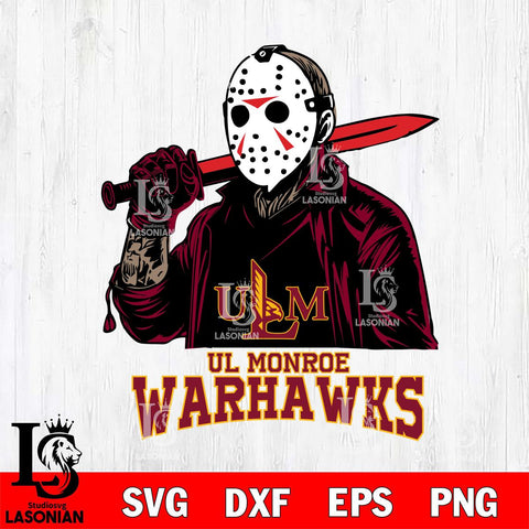 UL Monroe Warhawks Jason Voorhees Horror Halloween Svg Eps Dxf Png File, NCAA svg, Digital Download, Instant Download
