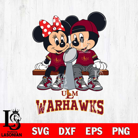 UL Monroe Warhawks Mickey And Minnie Football Champions Svg Eps Dxf Png File, NCAA svg , Digital Download , Instant Download, Cricut File