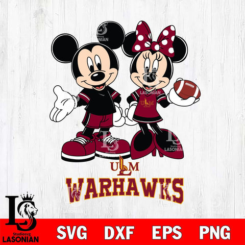 UL Monroe Warhawks Mickey Minnie Football Svg Eps Dxf Png File, NCAA svg , Digital Download , Instant Download, Cricut File