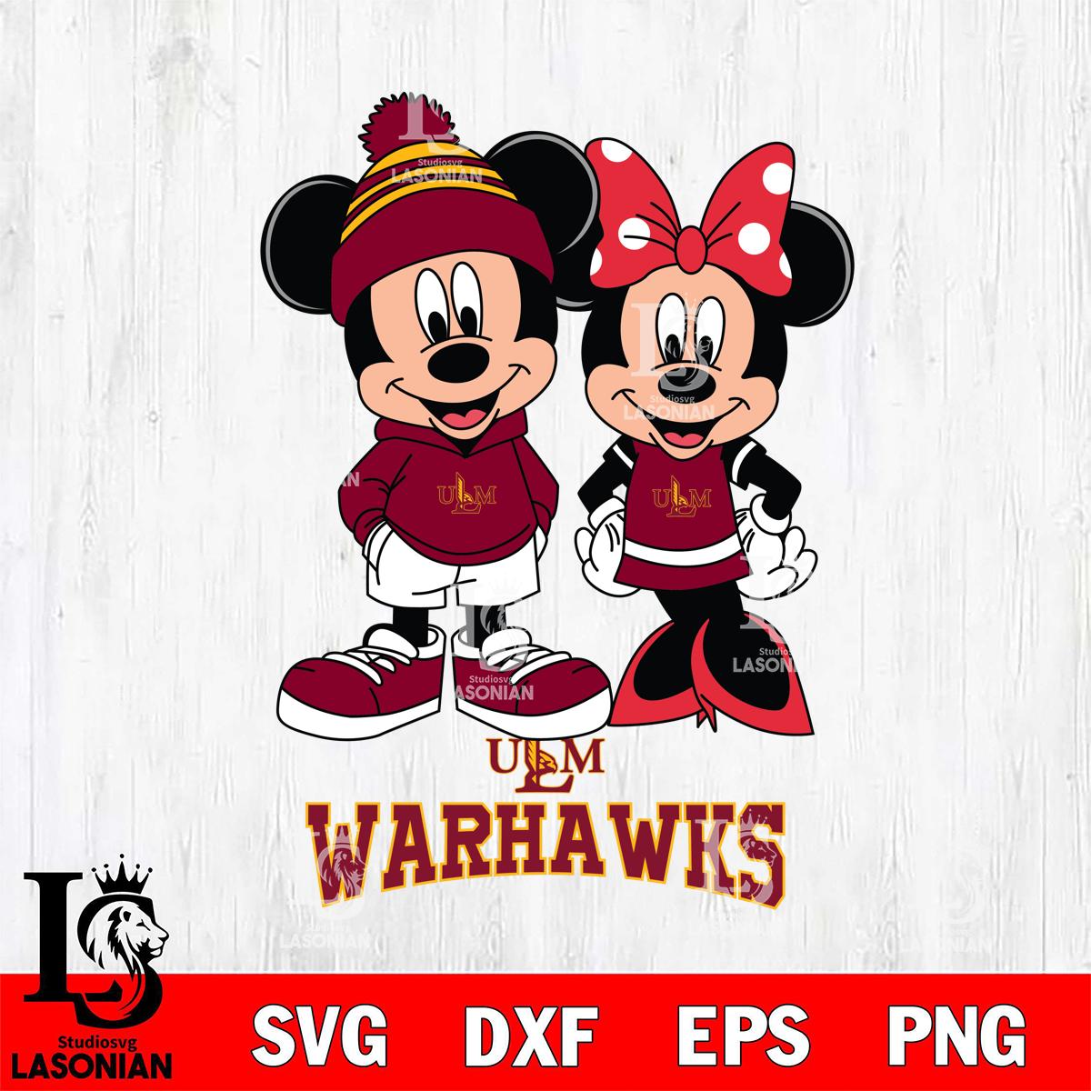 UL Monroe Warhawks Mickey Minnie Mouse Cute Football – lasoniansvg