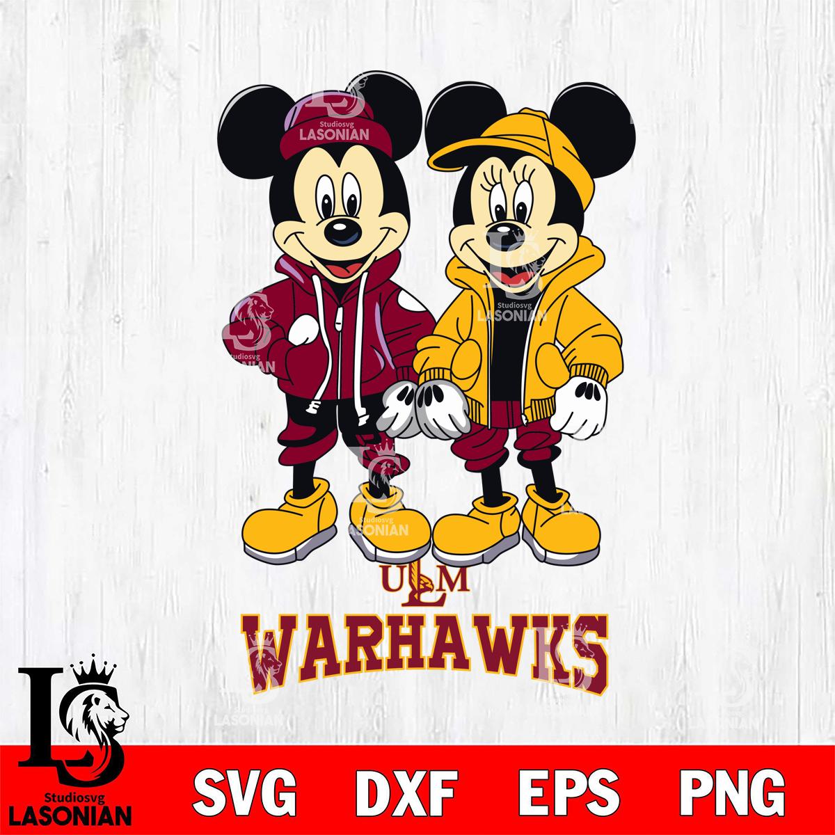 UL Monroe Warhawks Mickey Minnie Mouse Football – lasoniansvg