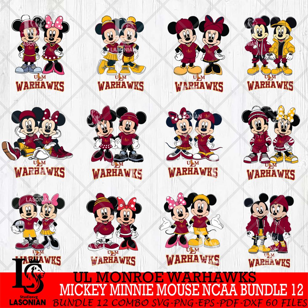 UL Monroe Warhawks Mickey Minnie Mouse NCAA Bundle 12 – lasoniansvg