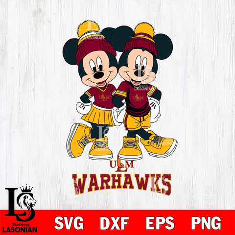 UL Monroe Warhawks Mickey Minnie Valentine Football Svg Eps Dxf Png File, NCAA svg , Digital Download , Instant Download, Cricut File