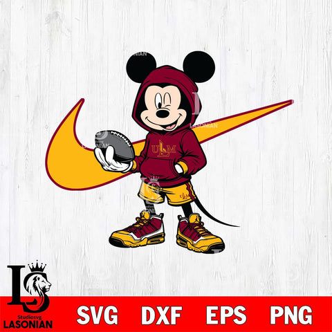 UL Monroe Warhawks Mickey Wearing Hoodie Sport Svg Eps Dxf Png File, NCAA svg, Digital Download, Instant Download