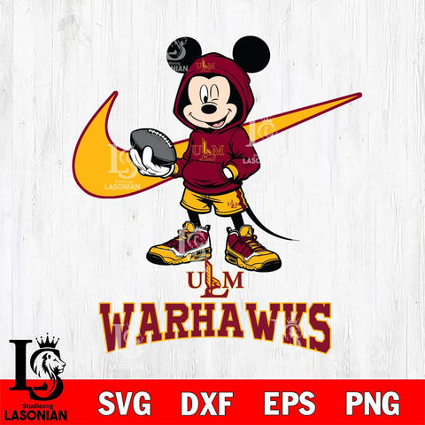 UL Monroe Warhawks Mikey Mouse Disney NIKE, Svg Eps Dxf Png File, Digital Download