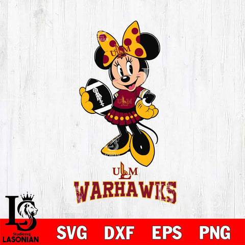 UL Monroe Warhawks Minnie Mouse, Svg Eps Dxf Png File, Digital Download