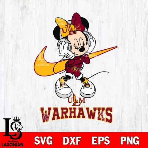 UL Monroe Warhawks Minnie Mouse Dancing NIKE, Svg Eps Dxf Png File, Digital Download