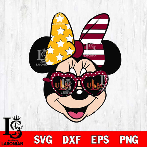UL Monroe Warhawks Minnie Mouse Love Svg Eps Dxf Png File, NCAA svg, Digital Download, Instant Download