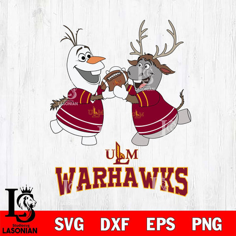 UL Monroe Warhawks Olaf & Sven Football Cricut,Christmas SVG DXF EPS PNG FILE, NCAA Digital Download,Instant Download, Silhouette