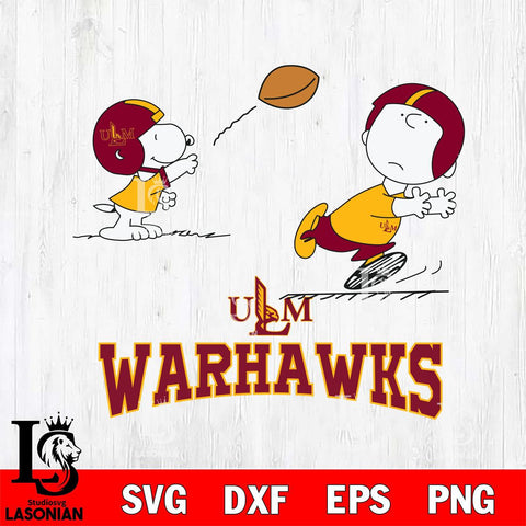 UL Monroe Warhawks Peanuts play football SVG DXF EPS PNG FILE,Snoopy File Cut, NCAA Digital Download,Instant Download,Christmas Silhouette