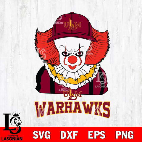 UL Monroe Warhawks Pennywise Horror Sport 10 Svg Eps Dxf Png File, Digital Download