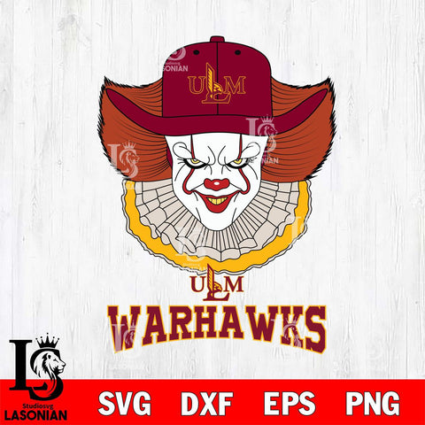 UL Monroe Warhawks Pennywise Horror Sport 12 Svg Eps Dxf Png File, Digital Download