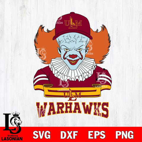 UL Monroe Warhawks Pennywise Horror Sport 2 Svg Eps Dxf Png File, Digital Download