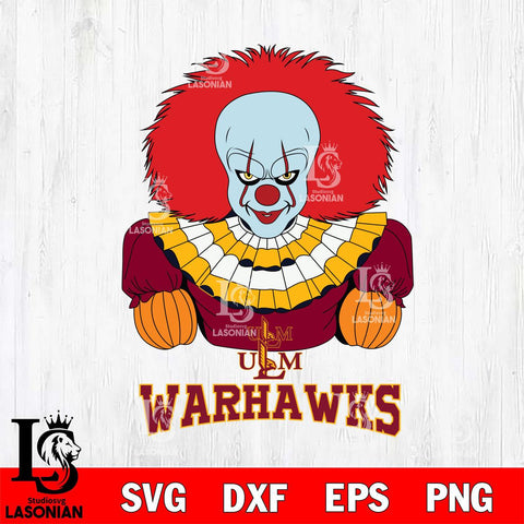UL Monroe Warhawks Pennywise Horror Sport 3 Svg Eps Dxf Png File, Digital Download