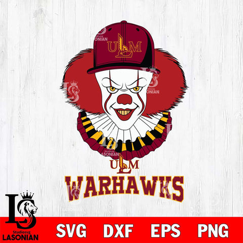 UL Monroe Warhawks Pennywise Horror Sport 4 Svg Eps Dxf Png File, Digital Download