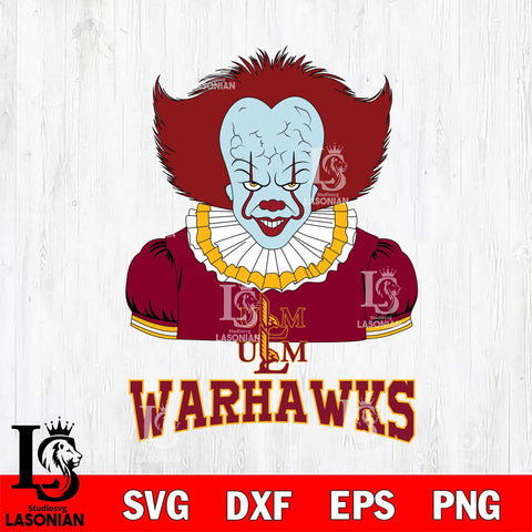 UL Monroe Warhawks Pennywise Horror Sport 5 Svg Eps Dxf Png File, Digital Download