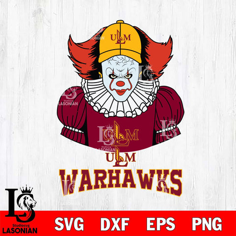 UL Monroe Warhawks Pennywise Horror Sport 7 Svg Eps Dxf Png File, Digital Download