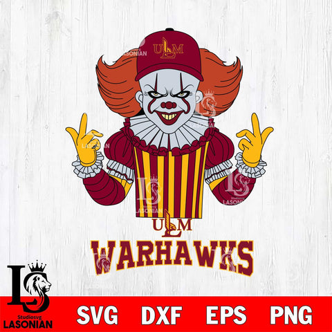 UL Monroe Warhawks Pennywise Horror Sport 8 Svg Eps Dxf Png File, Digital Download