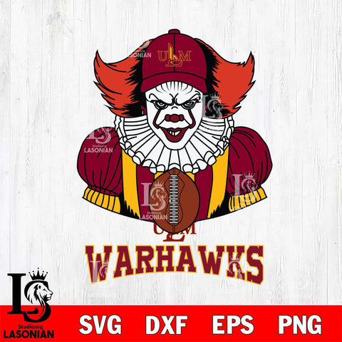 UL Monroe Warhawks Pennywise Horror Sport 9 Svg Eps Dxf Png File, Digital Download