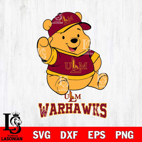 UL Monroe Warhawks Pooh Bear Disney, Svg Eps Dxf Png File, Digital Download