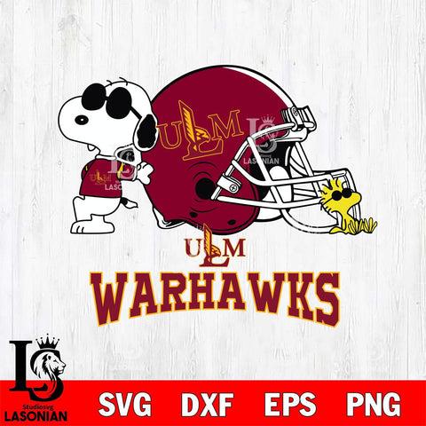 UL Monroe Warhawks Snoopy Sport 2 Svg Eps Dxf Png File, Digital Download