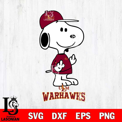 UL Monroe Warhawks Snoopy Sport 8 Svg Eps Dxf Png File, Digital Download