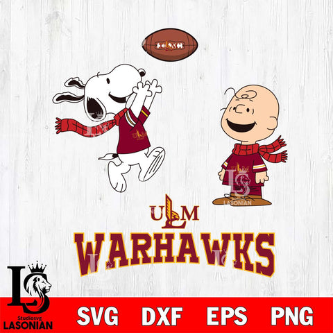 UL Monroe Warhawks Snoopy & Charlie Brown Football Cricut,Christmas SVG DXF EPS PNG FILE, NCAA Digital Download,Instant Download, Silhouette