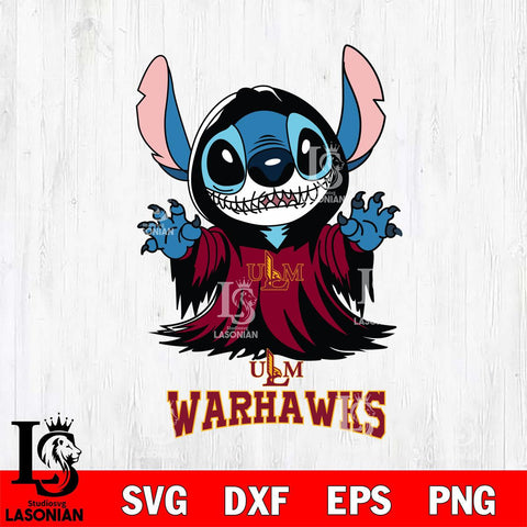 UL Monroe Warhawks Stitch Ghost Svg Eps Dxf Png File, NCAA svg, Digital Download, Instant Download