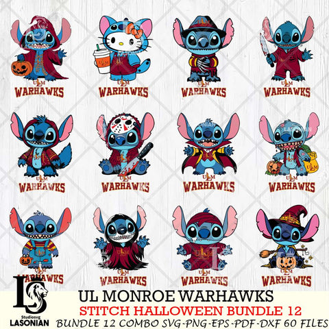 UL Monroe Warhawks Stitch Horror Bundle 12 SVG Svg Eps Dxf Png File, NCAA svg, Digital Download, Instant Download