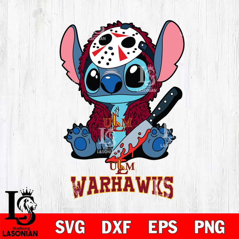 UL Monroe Warhawks Stitch Jason Voorhees Svg Eps Dxf Png File, NCAA svg, Digital Download, Instant Download