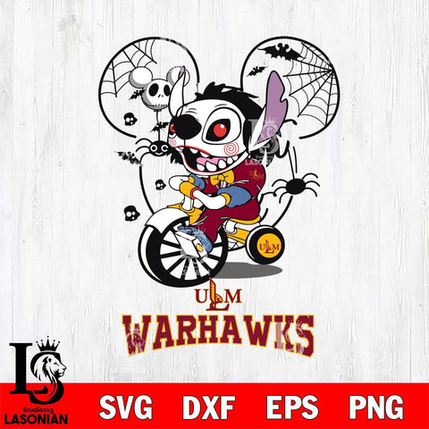 UL Monroe Warhawks Stitch Jigsaws Halloween Svg Eps Dxf Png File, Digital Download, Instant Download