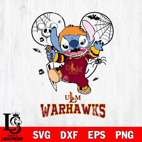 UL Monroe Warhawks Stitch Michael Halloween Svg Eps Dxf Png File, Digital Download, Instant Download
