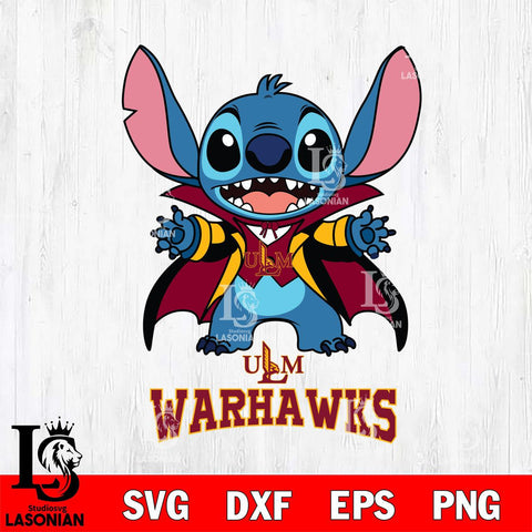 UL Monroe Warhawks Stitch Vampire halloween Svg Eps Dxf Png File, NCAA svg, Digital Download, Instant Download