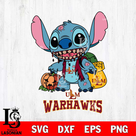 UL Monroe Warhawks Stitch Zombie Svg Eps Dxf Png File, NCAA svg, Digital Download, Instant Download