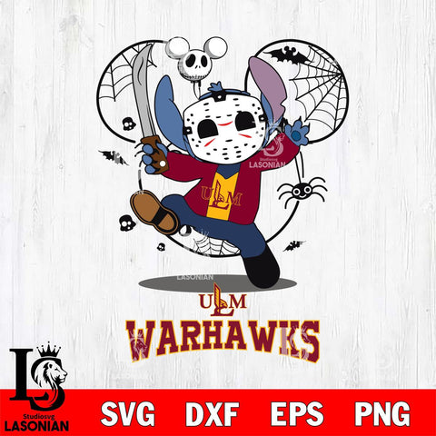 UL Monroe Warhawks Stitch jason voorhees Halloween Svg Eps Dxf Png File, Digital Download, Instant Download