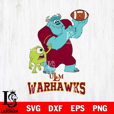 UL Monroe Warhawks Sully & Mike Football Cricut,Christmas SVG DXF EPS PNG FILE, NCAA Digital Download,Instant Download, Silhouette