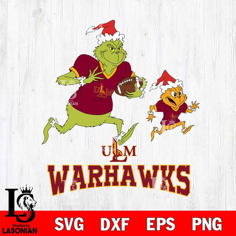 UL Monroe Warhawks The Grinch & Max Football Cricut,Christmas SVG DXF EPS PNG FILE, NCAA Digital Download,Instant Download, Silhouette