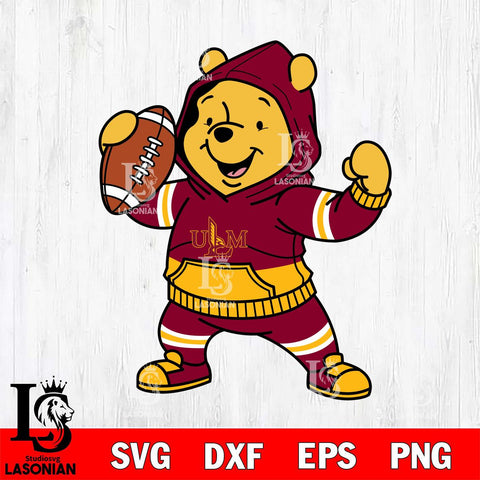 UL Monroe Warhawks Winnie The Pooh Disney Football Christmas File Cut, NCAA SVG DXF EPS PNG FILE, Digital Download , Criucut , Silhouette