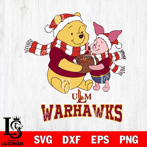 UL Monroe Warhawks Winnie the Pooh & Piglet Football Cricut,Christmas SVG DXF EPS PNG FILE, NCAA Digital Download,Instant Download, Silhouette
