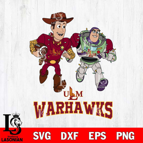 UL Monroe Warhawks Woody & Buzz Lightyear Football Cricut,Christmas SVG DXF EPS PNG FILE, NCAA Digital Download,Instant Download, Silhouette