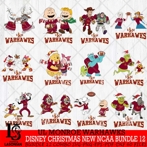 UL Monroe Warhawks  Disney Christmas New NCAA Bundle 12 Cricut,Christmas SVG DXF EPS PNG FILE, BUNDLE NCAA Digital Download,Instant Download, Silhouette