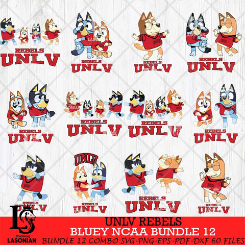 UNLV Rebels Bluey Dace Mode NCAA Bundle 12 SVG Eps Dxf Png File, Digital Download, Instant Download