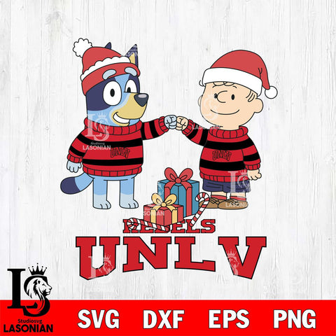 UNLV Rebels Bluey With Charlie Brown Christmas File Cut, NCAA SVG DXF EPS PNG FILE, Digital Download,Instant Download, Silhouette