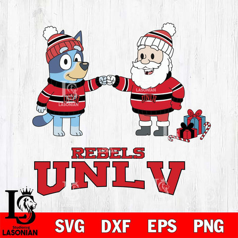 UNLV Rebels Bluey With Satan Christmas File Cut, NCAA SVG DXF EPS PNG FILE, Digital Download,Instant Download, Silhouette