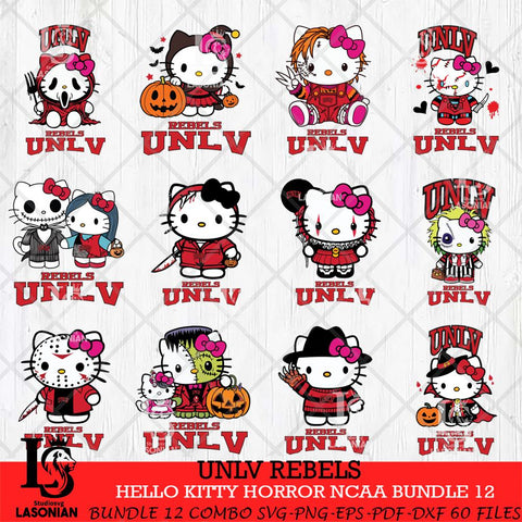 UNLV Rebels Hello Kitty Horror NCAA Bundle 12 SVG Svg Eps Dxf Png File, Digital Download