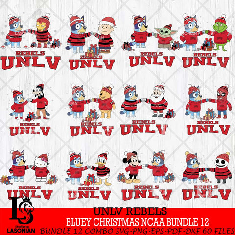 UNLV Rebels  Bluey friends christmas NCAA Bundle File Cut,Bundle NCAA SVG DXF EPS PNG FILE, Digital Download,Instant Download, Silhouette