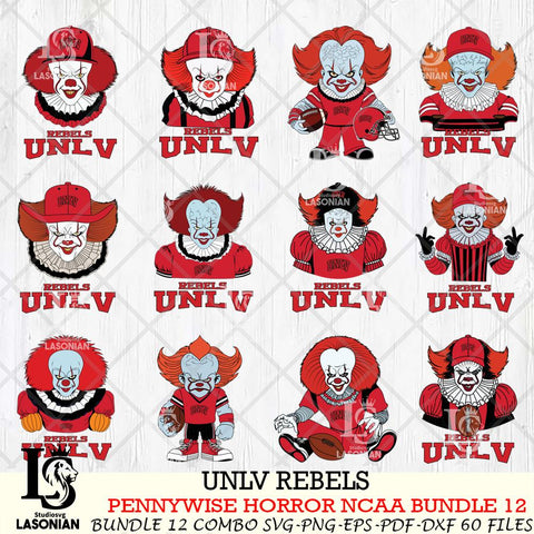 UNLV Rebels  Pennywise Horror NCAA Bundle 12 SVG Svg Eps Dxf Png File, Digital Download