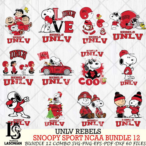 UNLV Rebels  Snoopy NCAA Bundle 12 SVG Svg Eps Dxf Png File, Digital Download