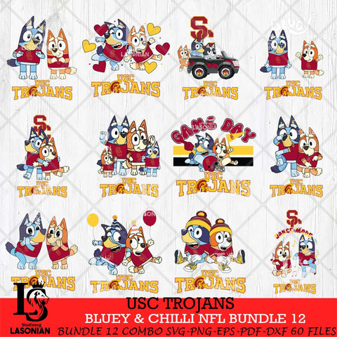 USC Trojans Bluey & Bingo Bundle 12 SVG Svg Eps Dxf Png File, Bundle NCAA svg, Digital Download, Instant Download